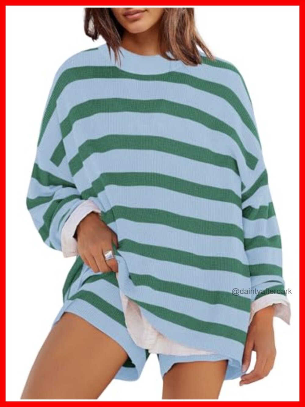 Striped Lounge Set 2 Piece Pajama Sweater & Knit Shorts